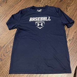Under Armour baseball heat gear T-shirt, boys, size youth large, navy blue
